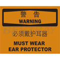中英文警告标识（警告：必须戴护耳器）