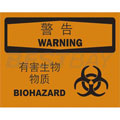中英文警告标识（警告：有害生物物质）（含图标）