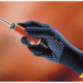 FiberTuf深藍色耐用聚酯纖維帶PVC點塑手套8號